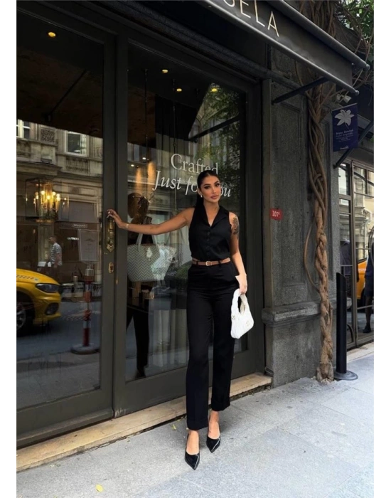 KETEN DUBE PAÇA DERİ TABA KEERİ PANTOON  iyah