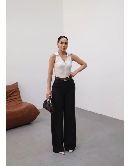 Keten Kemerli̇ Ve Dökümlü Palazzo Pantolon (Kemer Dahi̇l)