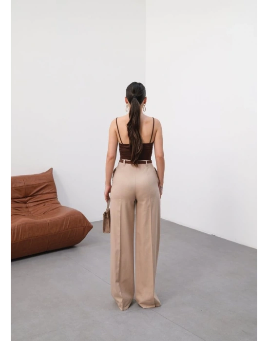 Keten Kemerli̇ Ve Dökümlü Palazzo Pantolon (Kemer Dahi̇l)