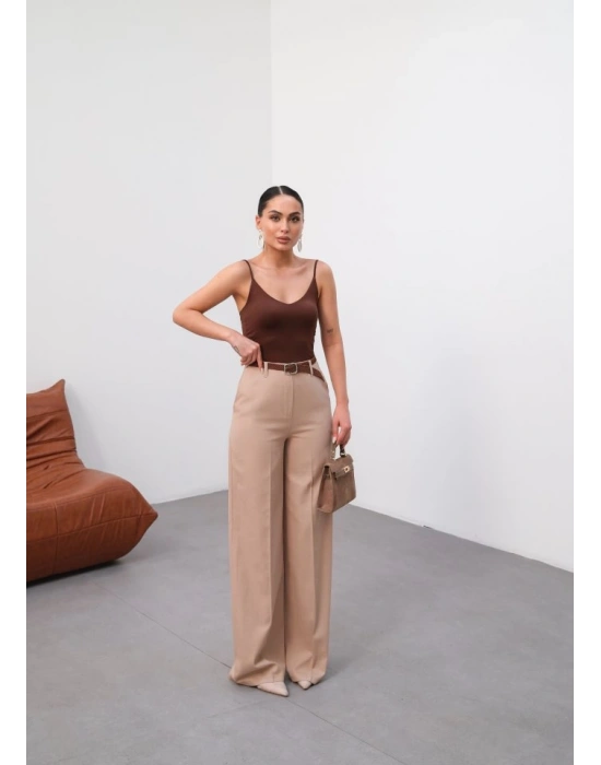 Keten Kemerli̇ Ve Dökümlü Palazzo Pantolon (Kemer Dahi̇l)