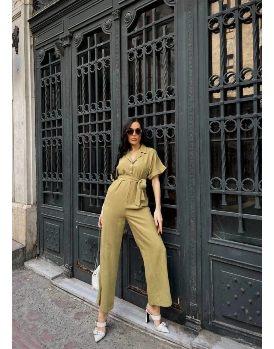 KETEN TULU BEL BAĞLAA DETAYLI  Yeşil