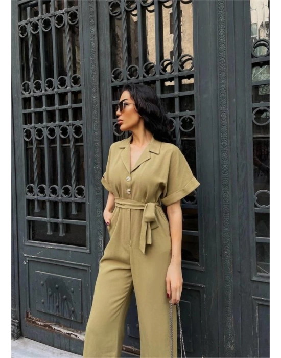 KETEN TULU BEL BAĞLAA DETAYLI  Yeşil