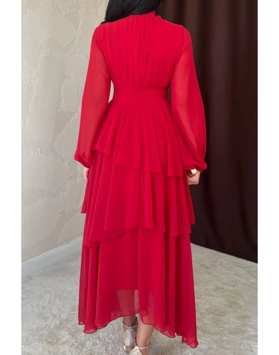 Kırmızı Bel Detaylı Elbise