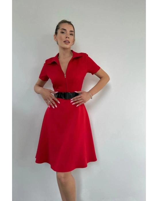 Kırmızı Kemerli Spor Elbise