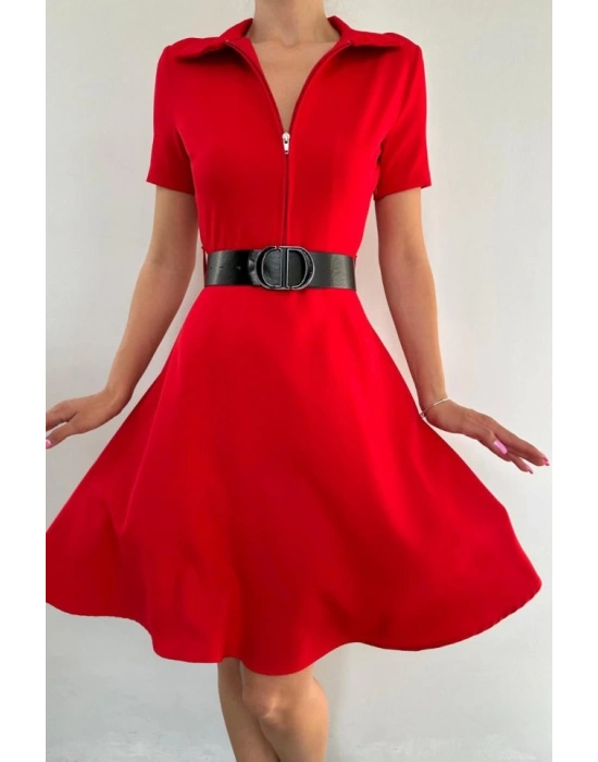 Kırmızı Kemerli Spor Elbise