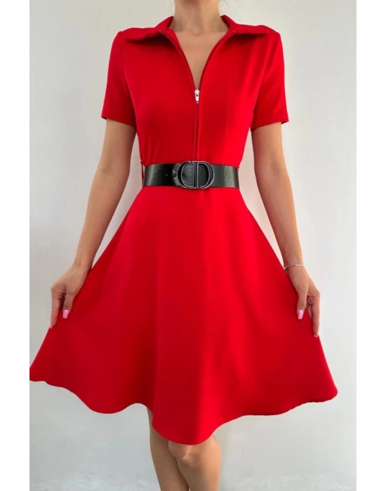 Kırmızı Kemerli Spor Elbise