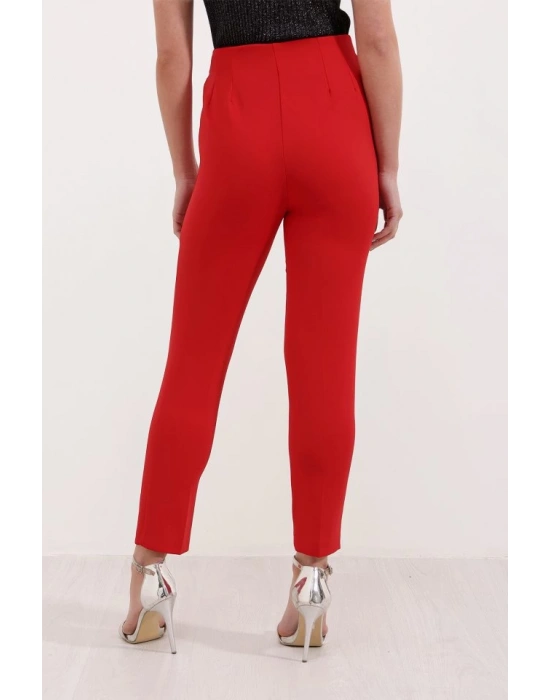 Kırmızı Yüksek Bel Kumaş Pantolon 6650