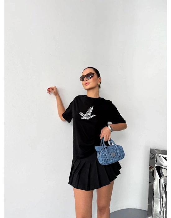 Kısa Kol Baskılı Tshirt  iyah