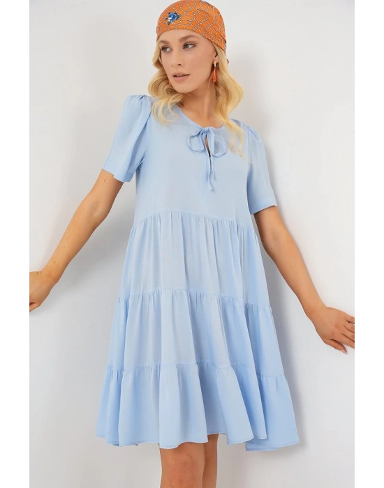 Kısa Kol Kısa Elbise 2554  Mavi