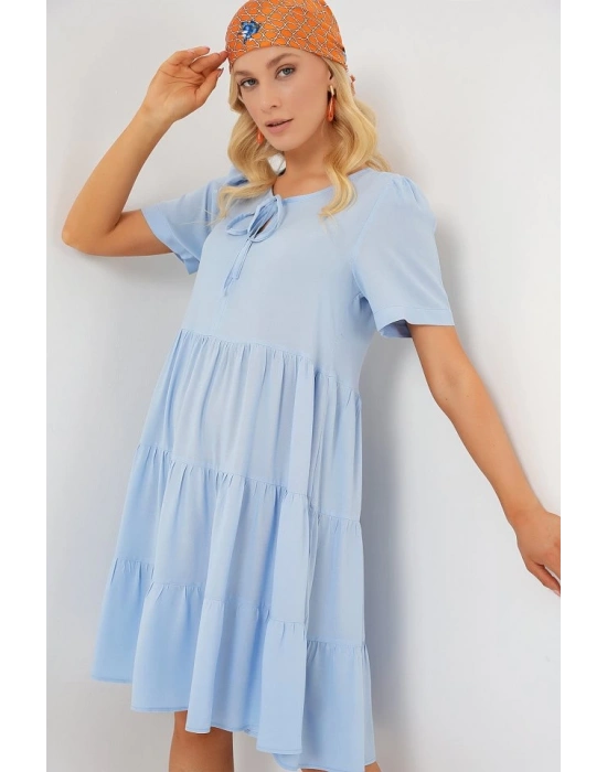 Kısa Kol Kısa Elbise 2554  Mavi