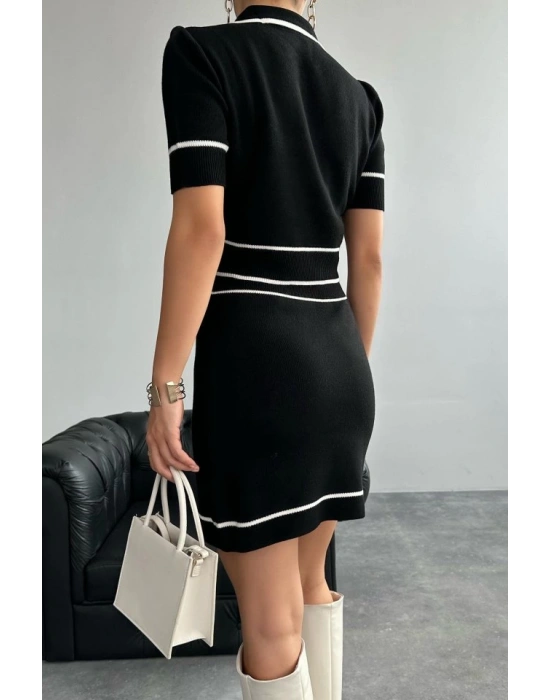 Kısa Triko Etekli Takım  SiyahKrem