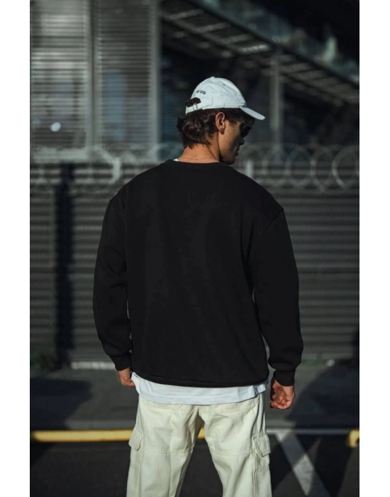 Kışlık Bisiklet Yaka Üç İplik Basic weathirt  iyah