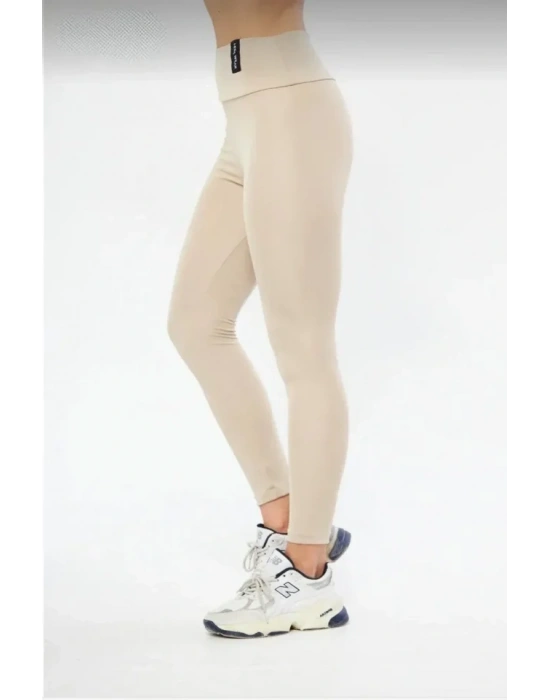 Kışlık Yüksek Bel Toparlayicı Ve ıkılaştırıcı Likralı Şardonlu Tayt  Bej