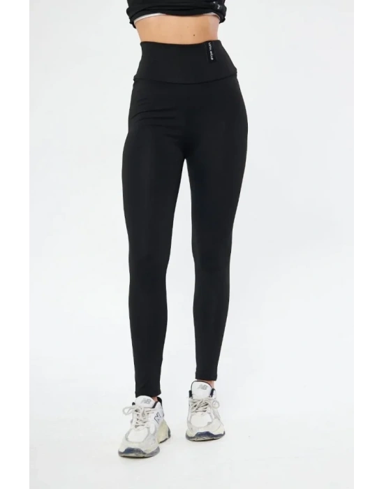 Kışlık Yüksek Bel Toparlayicı Ve ıkılaştırıcı Likralı Şardonlu Tayt  iyah