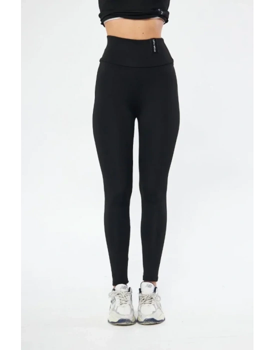 Kışlık Yüksek Bel Toparlayicı Ve ıkılaştırıcı Likralı Şardonlu Tayt  iyah