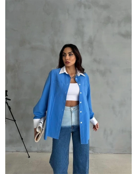 KOL VE ANŞET BEYAZ KAPALI PİLE DETAYLI GÖLEK  avi