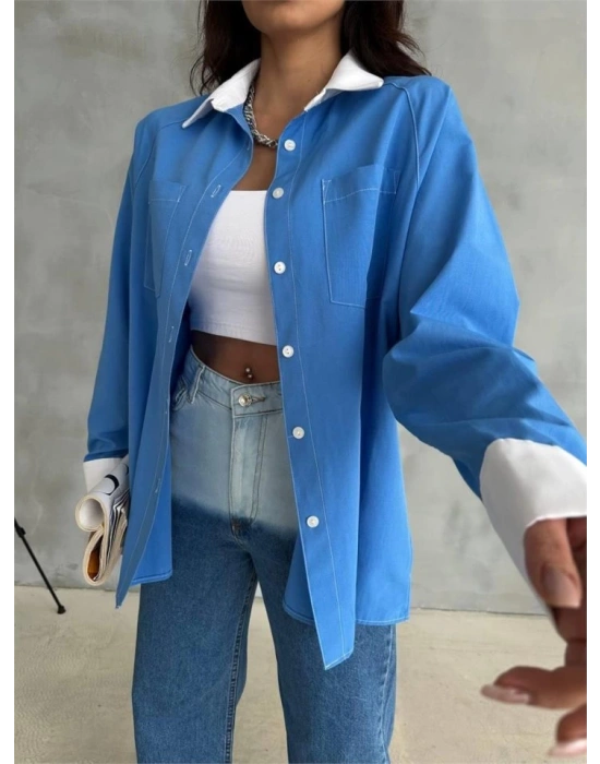 KOL VE ANŞET BEYAZ KAPALI PİLE DETAYLI GÖLEK  avi