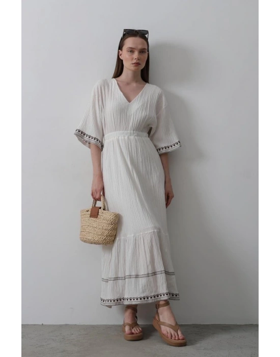 KolEtekNakışlıElbise  Beyaz