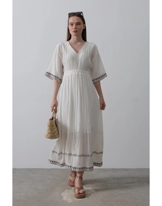 KolEtekNakışlıElbise  Beyaz