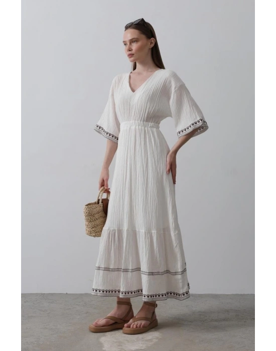 KolEtekNakışlıElbise  Beyaz