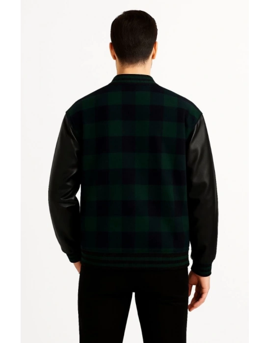 Kolları uni Deri Içi Astarlı Oduncu Kolej Içi Ceket  Haki