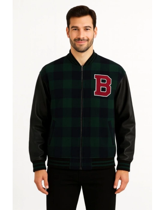 Kolları uni Deri Içi Astarlı Oduncu Kolej Içi Ceket  Haki