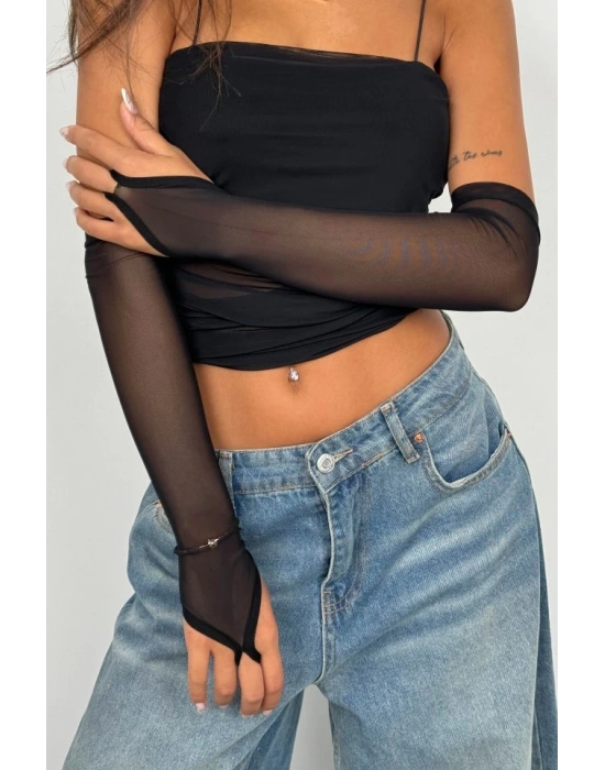 Kolluk Detay Askılı Tül Bluz