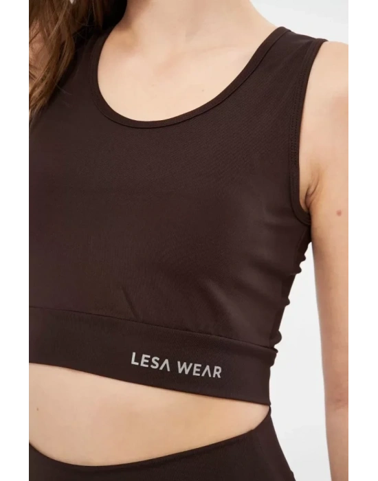 Kolsuz Dalgiç Baskılı Crop  Kahve