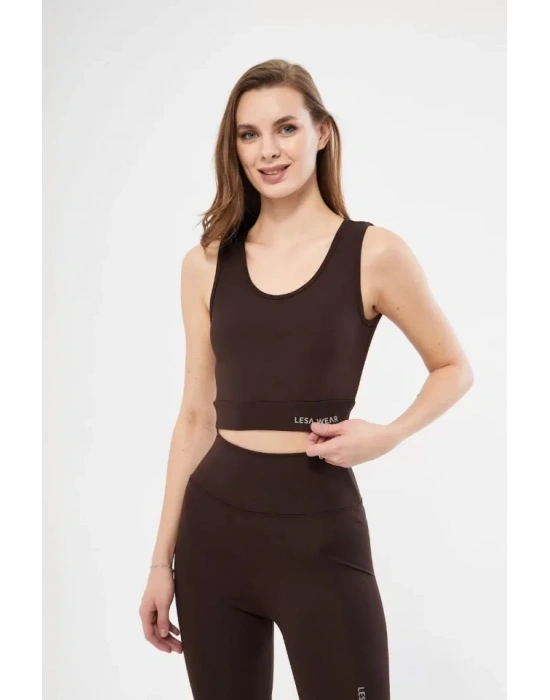 Kolsuz Dalgiç Baskılı Crop  Kahve