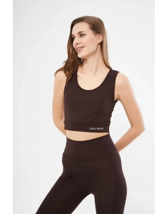 Kolsuz Dalgiç Baskılı Crop  Kahve