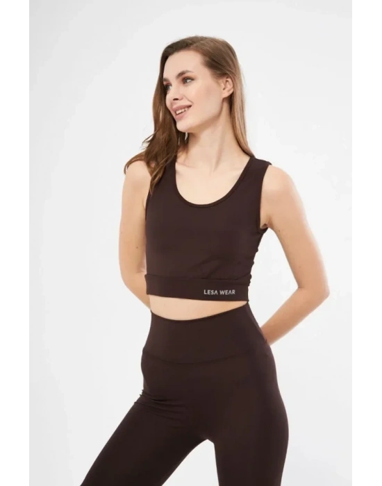 Kolsuz porcu Baskılı Crop  Kahve