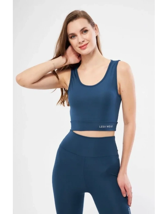 Kolsuz porcu Baskılı Crop  Turkuaz