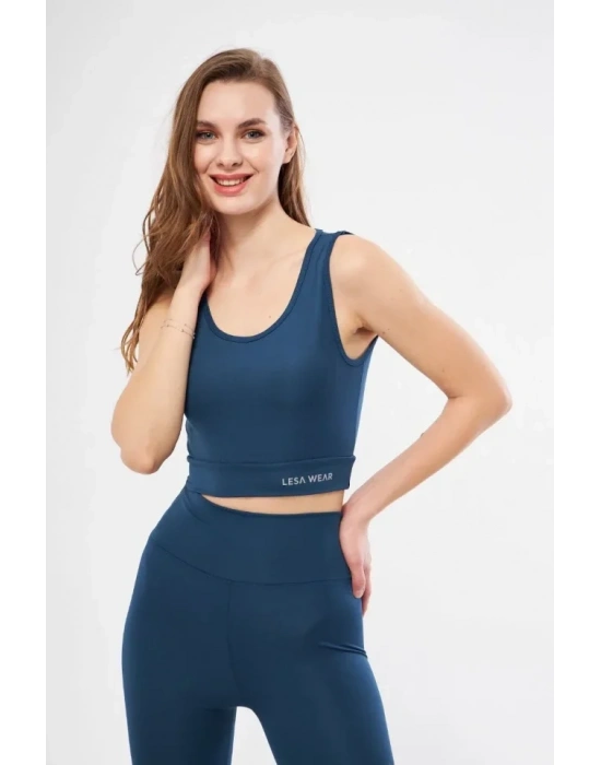 Kolsuz porcu Baskılı Crop  Turkuaz