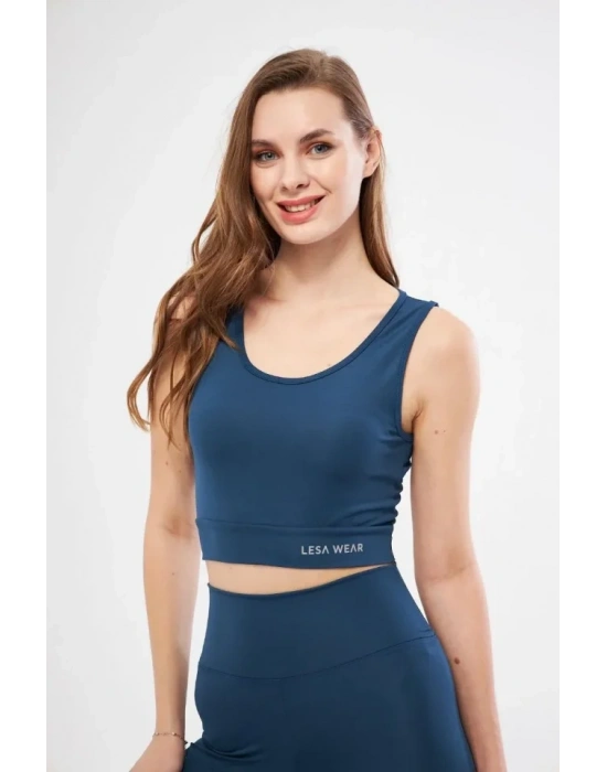 Kolsuz porcu Baskılı Crop  Turkuaz