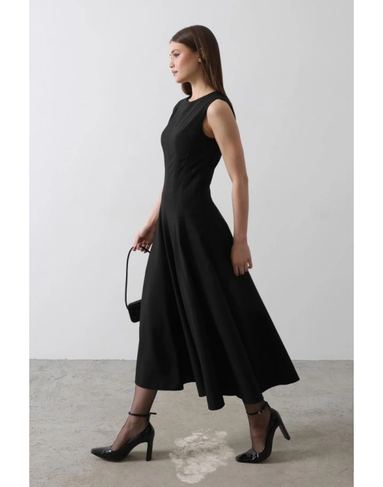 Kolsuz Uzun Elbise  Siyah