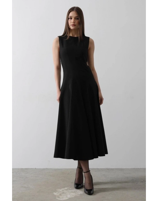 Kolsuz Uzun Elbise  Siyah