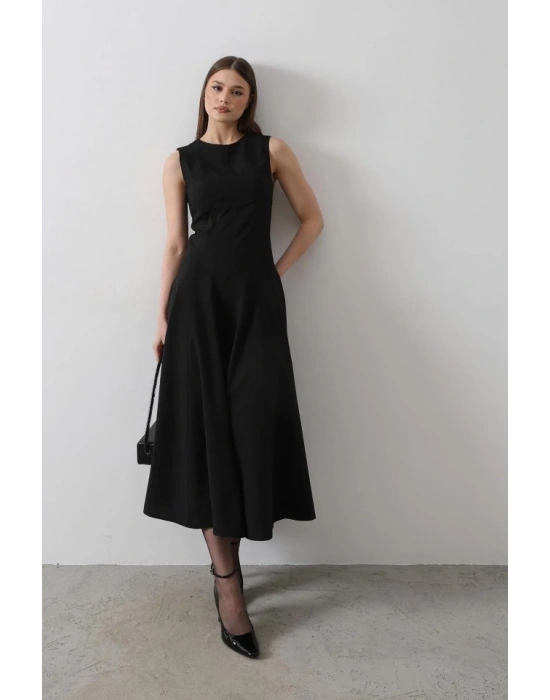 Kolsuz Uzun Elbise  Siyah