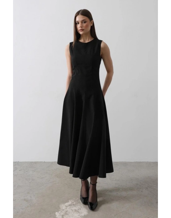 Kolsuz Uzun Elbise  Siyah