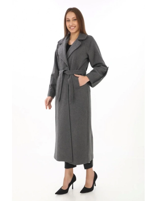 Kolu Apoletli Astarlı Kaşmir Kaşe Kaban  Füme