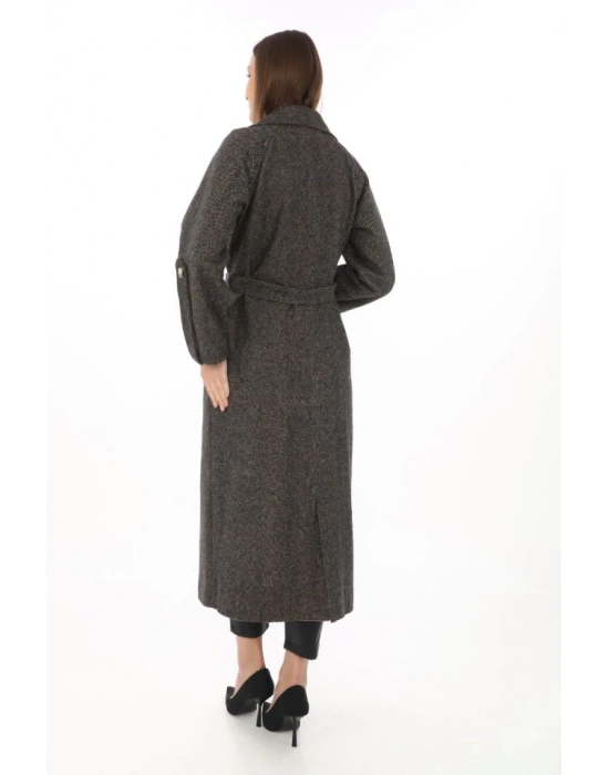 Kolu Apoletli Astarlı Kaşmir Kaşe Kaban  Füme