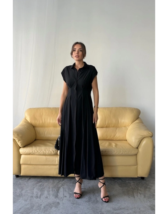 KOLUZ VATKALI ÖNDEN DÜĞELİBEL PEN DETAYLI POPLİN ELBİE  iyah