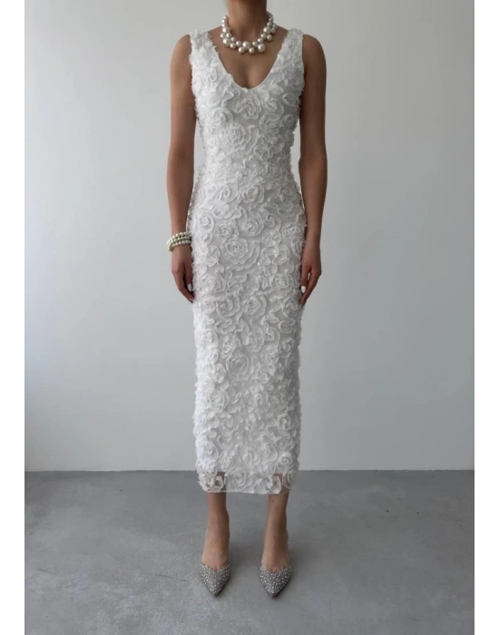 Kren Gül Detaylı Elbise