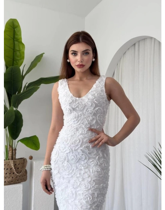 Kren Gül Detaylı Elbise