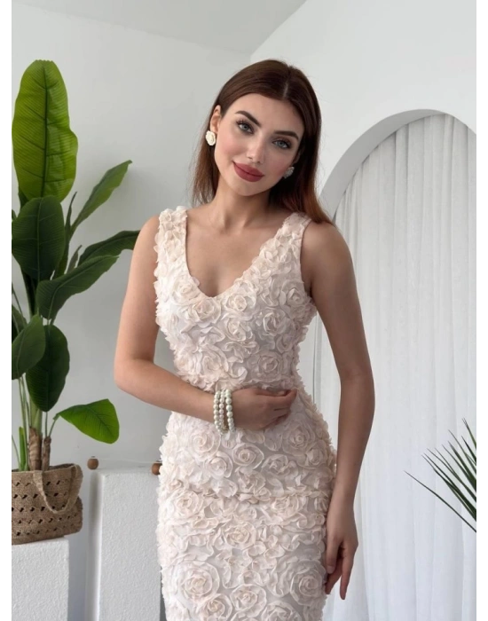 Kren Gül Detaylı Elbise