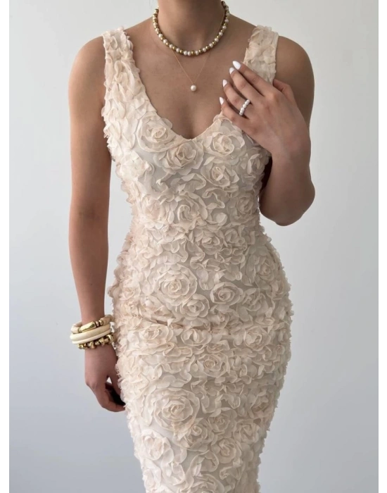 Kren Gül Detaylı Elbise