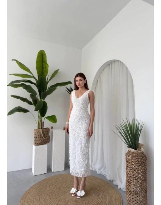 Kren Gül Detaylı Elbise