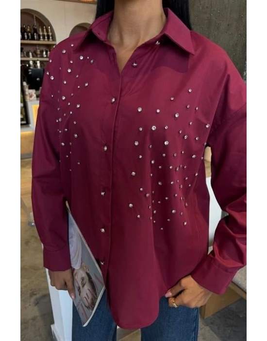 Kristal Taş Çakımlı Poplin Gömlek 3413