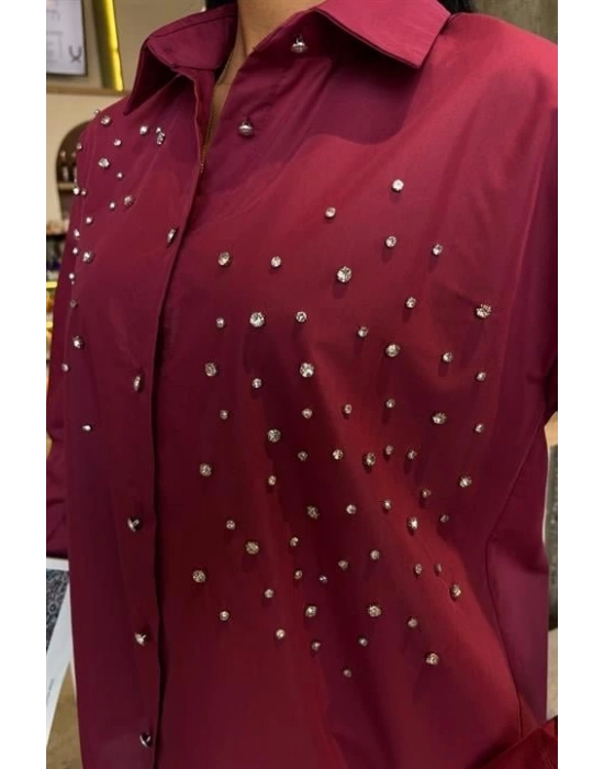 Kristal Taş Çakımlı Poplin Gömlek 3413