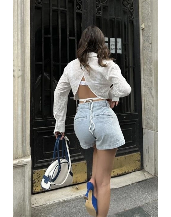 Kristen ırt Dekolte Crop Gömlek 325308