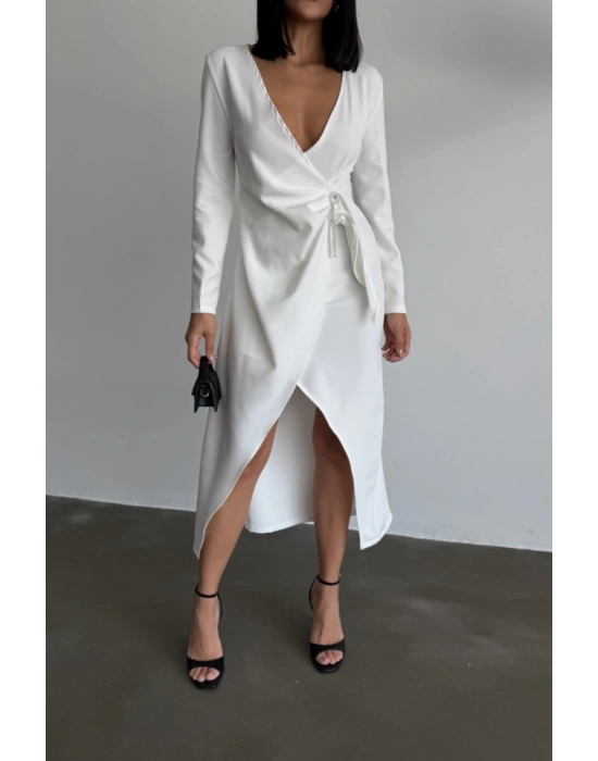 KRUVAZE BROŞ DETAYLI ELBİE  Beyaz